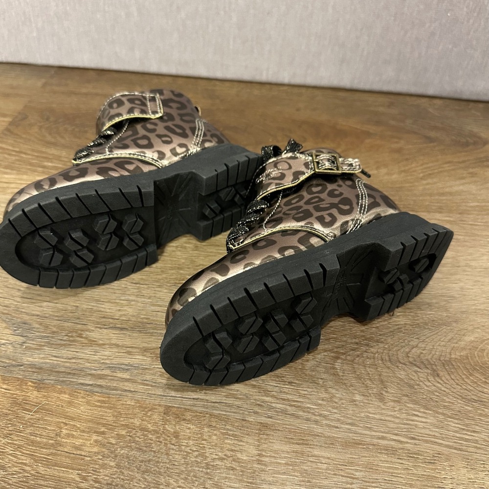 OshKosh B'gosh‎ Toddler Girls Leopard Combat Boots Size 8M Metallic Bronze - Picture 9 of 10